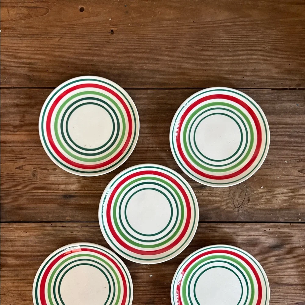 Striped Ceramic Dinner saucers Set of 5 - Picture 1 of 2